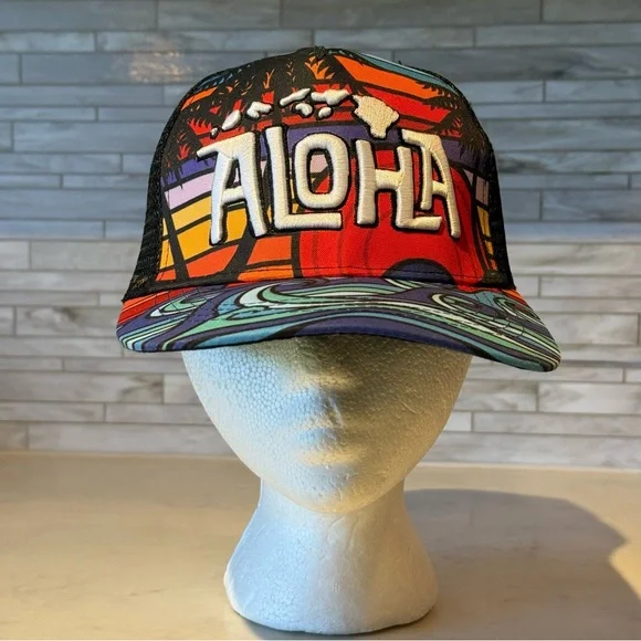 Aloha Trucker Hat Happy Shirts Hawaii - Picture 2 of 5